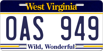 WV license plate OAS949