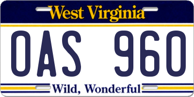 WV license plate OAS960