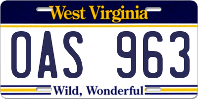 WV license plate OAS963
