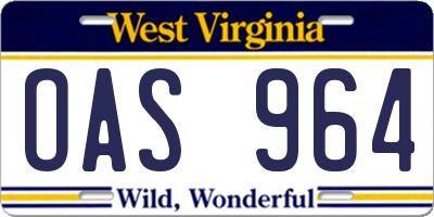 WV license plate OAS964