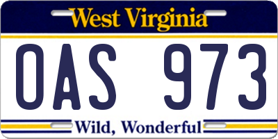 WV license plate OAS973