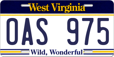 WV license plate OAS975