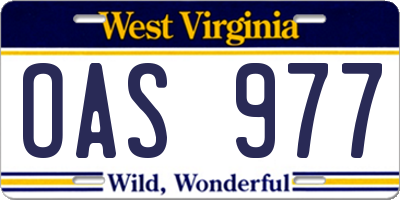 WV license plate OAS977