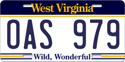 WV license plate OAS979