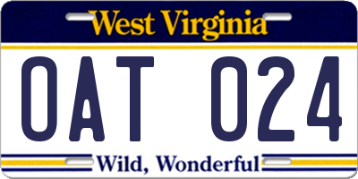 WV license plate OAT024