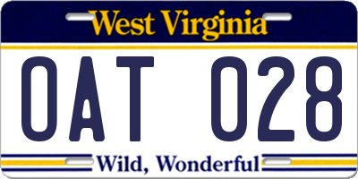 WV license plate OAT028