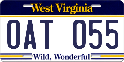 WV license plate OAT055