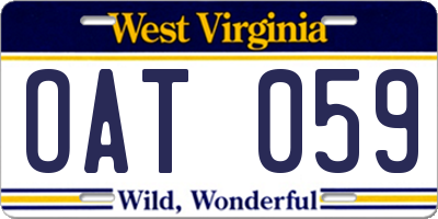 WV license plate OAT059