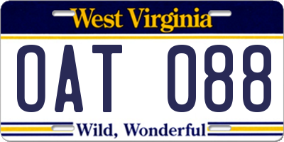 WV license plate OAT088