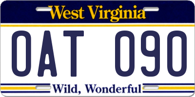 WV license plate OAT090