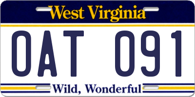 WV license plate OAT091