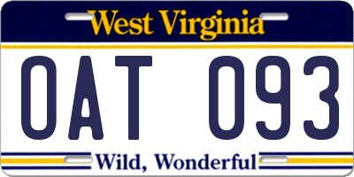 WV license plate OAT093