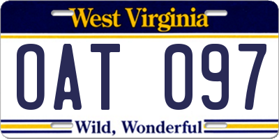 WV license plate OAT097
