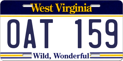 WV license plate OAT159