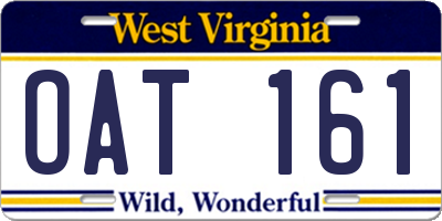 WV license plate OAT161