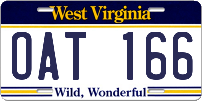 WV license plate OAT166