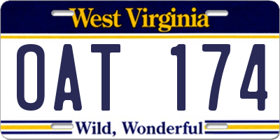 WV license plate OAT174