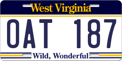 WV license plate OAT187