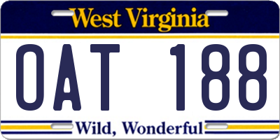 WV license plate OAT188