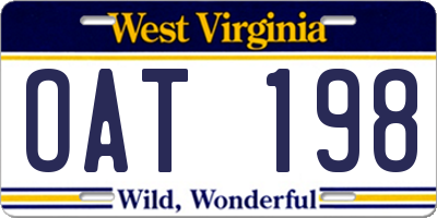 WV license plate OAT198