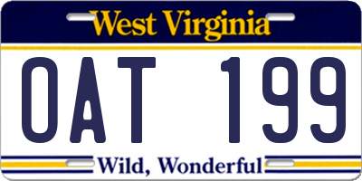 WV license plate OAT199