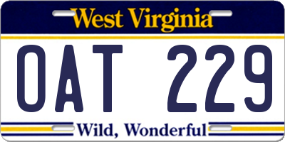 WV license plate OAT229