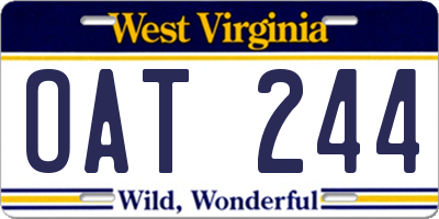 WV license plate OAT244