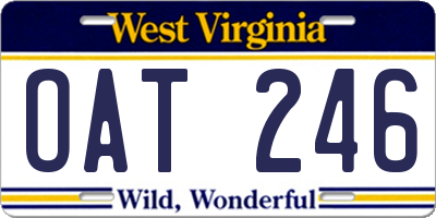 WV license plate OAT246