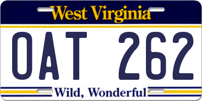 WV license plate OAT262
