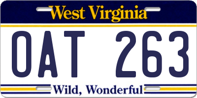 WV license plate OAT263