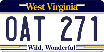 WV license plate OAT271