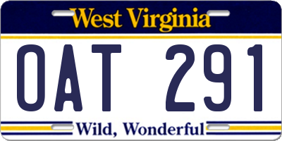 WV license plate OAT291