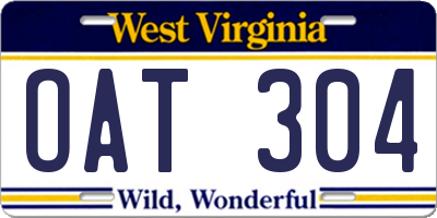 WV license plate OAT304