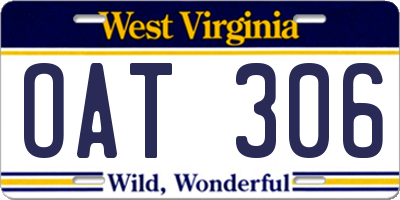 WV license plate OAT306