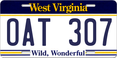 WV license plate OAT307
