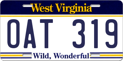 WV license plate OAT319
