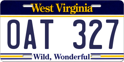 WV license plate OAT327