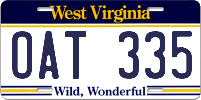 WV license plate OAT335