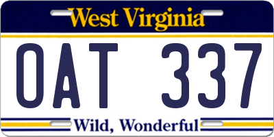 WV license plate OAT337