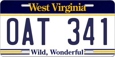 WV license plate OAT341