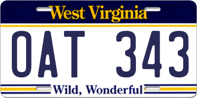 WV license plate OAT343