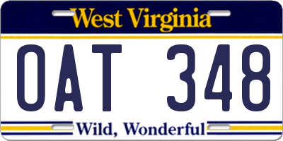 WV license plate OAT348