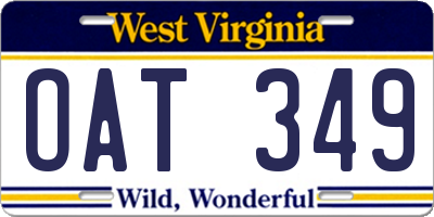 WV license plate OAT349