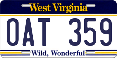 WV license plate OAT359