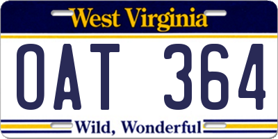 WV license plate OAT364