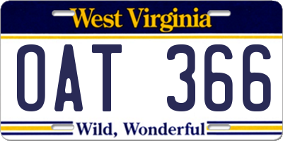 WV license plate OAT366