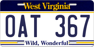 WV license plate OAT367