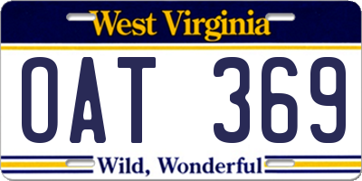 WV license plate OAT369