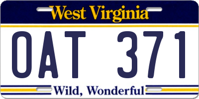 WV license plate OAT371