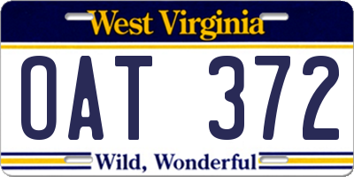 WV license plate OAT372